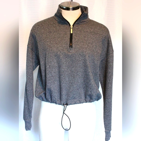 Calvin Klein Tops - Calvin Klein Grey Half-Zip Cropped Sweatshirt – Size S